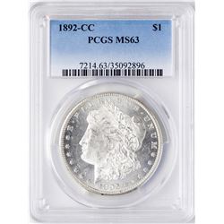 1892-CC $1 Morgan Silver Dollar Coin PCGS MS63