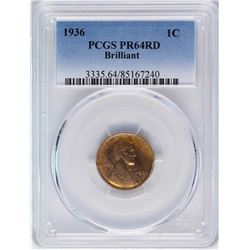 1936 Proof Lincoln Wheat Cent Coin PCGS PR64RD Brilliant