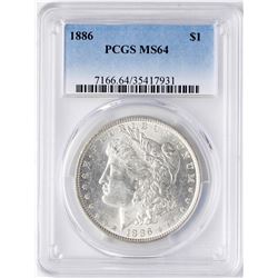 1886 $1 Morgan Silver Dollar Coin PCGS MS64