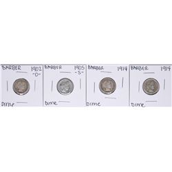 Lot of (4) Barber Dime Coins