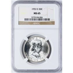 1953-S Franklin Half Dollar Coin NGC MS65