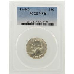 1940-D Washington Quarter Coin PCGS MS66