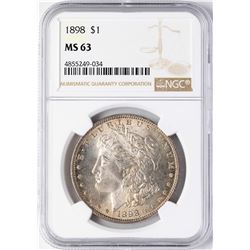 1898 $1 Morgan Silver Dollar Coin NGC MS63