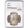 Image 1 : 1898 $1 Morgan Silver Dollar Coin NGC MS63