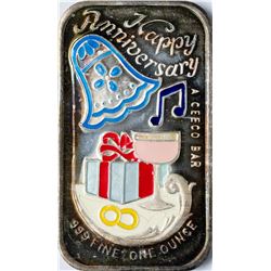 Happy Anniversary Enamel Silver Art Bar