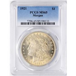 1921 $1 Morgan Silver Dollar Coin PCGS MS65
