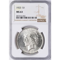 1923 $1 Peace Silver Dollar Coin NGC MS63