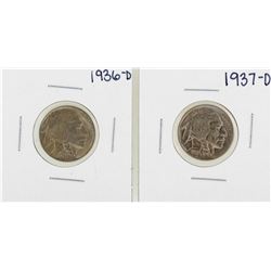 Lot of 1936-D & 1937-D Buffalo Nickel Coins