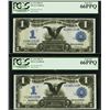 Image 1 : (2) Consecutive 1899 $1 Black Eagle Silver Certificate Notes PCGS Gem New 66PPQ