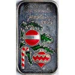 1973-1974 Season's Greetings Enamel Silver Art Bar