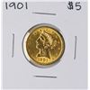 Image 1 : 1901 $5 Liberty Head Half Eagle Gold Coin
