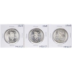 Lot of (3) 1968 Mexico 25 Pesos Silver Olympics Commemorative Coins