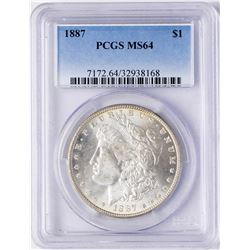 1887 $1 Morgan Silver Dollar Coin PCGS MS64