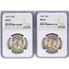 Image 1 : Lot of 1941 & 1941-D Walking Liberty Half Dollar Coins NGC MS64