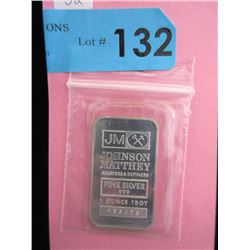 1 Oz. .999 Fine Silver Johnson Matthey Bar