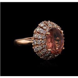 3.70 ctw Tourmaline and Diamond Ring - 14KT Rose Gold