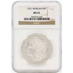 1921 $1 Morgan Silver Dollar Coin NGC MS65