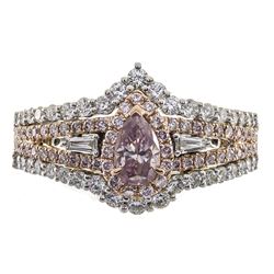 0.30 ctw Fancy Pink Diamond Ring - 18KT Two-Tone Gold