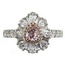 0.23 ctw Fancy Pink Diamond Ring - 18KT Two-Tone Gold