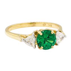 1.57 ctw Emerald And Diamond Ring - 18KT Yellow Gold