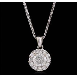 14KT White Gold 0.90 ctw Diamond Pendant With Chain