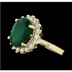 4.41 ctw Emerald and Diamond Ring - 14KT Yellow Gold