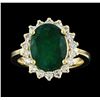 Image 2 : 4.41 ctw Emerald and Diamond Ring - 14KT Yellow Gold