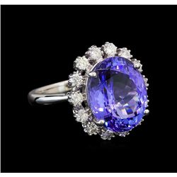 14KT White Gold 7.48 ctw Tanzanite and Diamond Ring