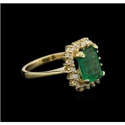 2.22 ctw Emerald and Diamond Ring - 14KT Yellow Gold