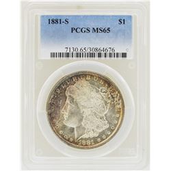 1881-S $1 Morgan Silver Dollar Coin PCGS MS65 Nice Toning