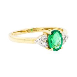 1.08 ctw Emerald And Diamond Ring - 14KT Yellow Gold