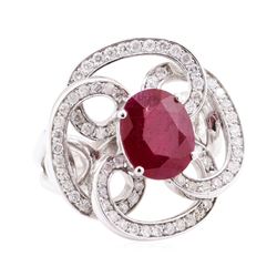 5.78 ctw Ruby And Diamond Ring - 14KT White Gold