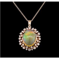 6.53 ctw Opal and Diamond Pendant With Chain - 14KT Rose Gold