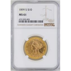 1899-S $10 Liberty Head Eagle Gold Coin NGC MS61