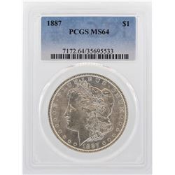 1887 $1 Morgan Silver Dollar Coin PCGS MS64