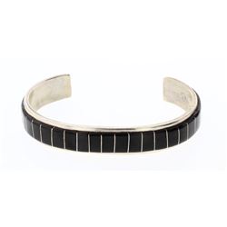 Vintage Black Onyx Zuni Inlay Bracelet