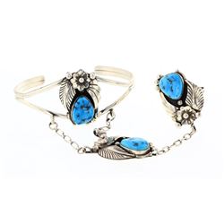 Contemporary Kingman Nugget Turquoise Slave Bracelet