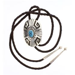 LB Vintage Kingman Nugget Geometric Etch Bolo Tie
