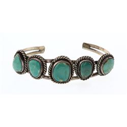 Old Pawn Freeform Royston Turquoise Row Bracelet