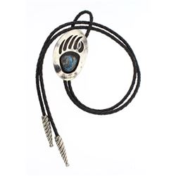 Old Pawn Turquoise Bear Paw Design Bolo Tie
