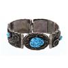 Image 1 : Vintage Kingman Turquoise Flower & Leaf Link Bracelet