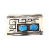 Image 1 : Vintage Turquoise Overlay Geometric Design Belt Buckle