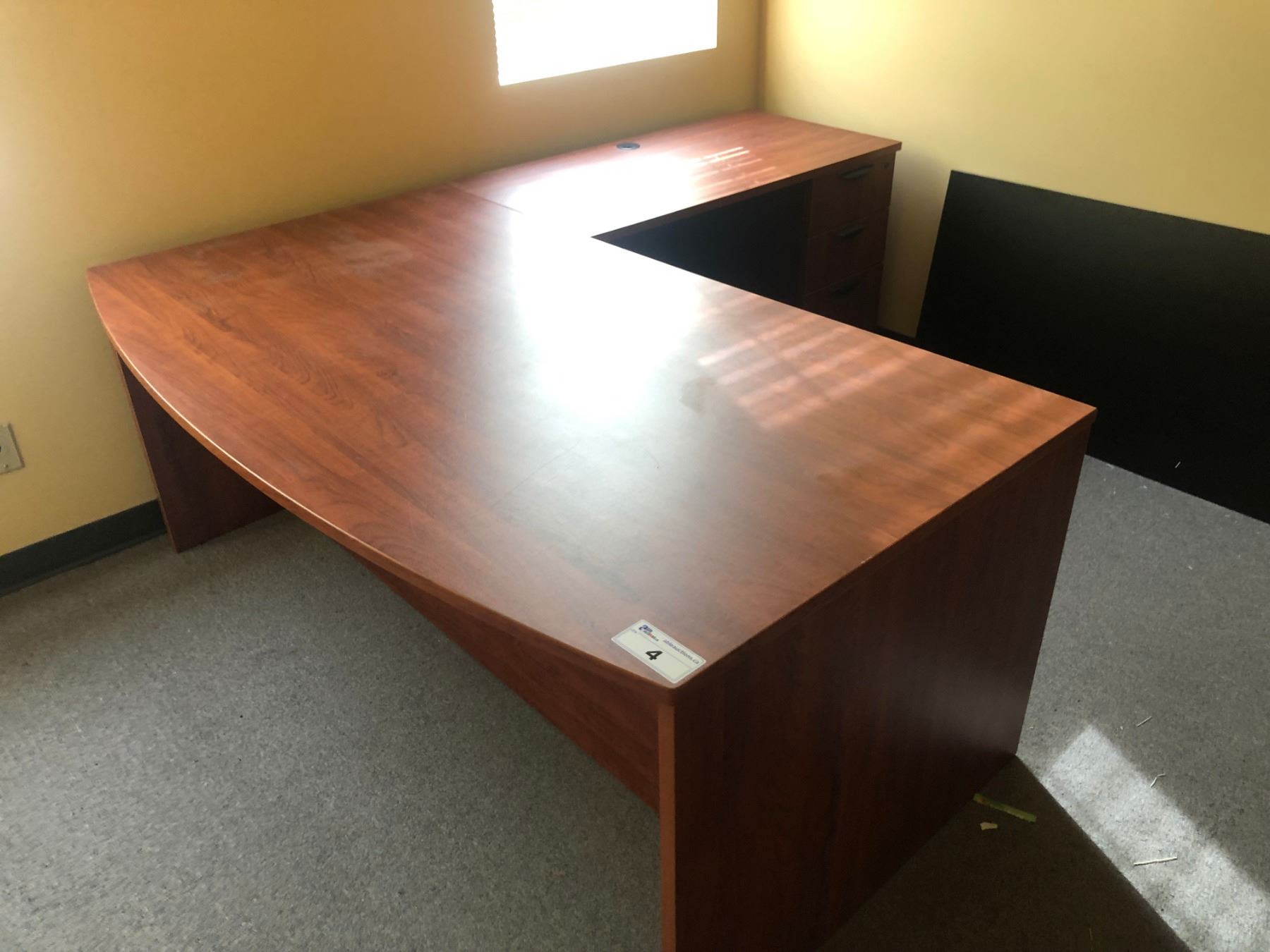 Cherry Bow Front L Shaped Executive Office Desk