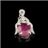Image 1 : APP: 1.1k Fine Jewelry 4.15CT Ruby And Colorless Topaz Platinum Over Sterling Silver Pendant