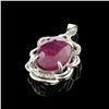 Image 1 : APP: 1.9k Fine Jewelry 9.10CT Ruby And Colorless Topaz Platinum Over Sterling Silver Pendant