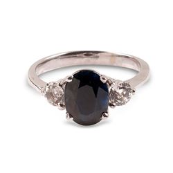 APP: 1.3k 14 kt. White Gold, 2.75CT Blue And White Sapphire Ring