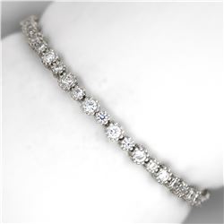 Custom Made Sterling Silver Opal Fancy French Cubic Zirconium Tennis Bracelet