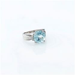 APP: 5.1k Fine Jewelry 14 KT. White Gold, 3.29CT Light Blue Beryl Aquamarine And Diamond Ring