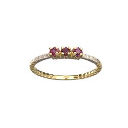 APP: 0.5k Fine Jewelry 14 KT Gold, 0.19CT Red Ruby And Diamond Ring