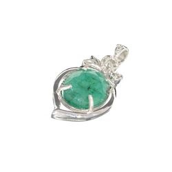 APP: 0.6k Fine Jewelry 9.00CT Oval Cut Green Beryl/White Sapphire And Sterling Silver Pendant